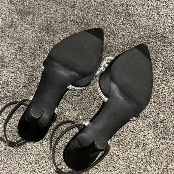 A New Day Black and Silver Heels with Ankle Straps - Picture 4 of 4